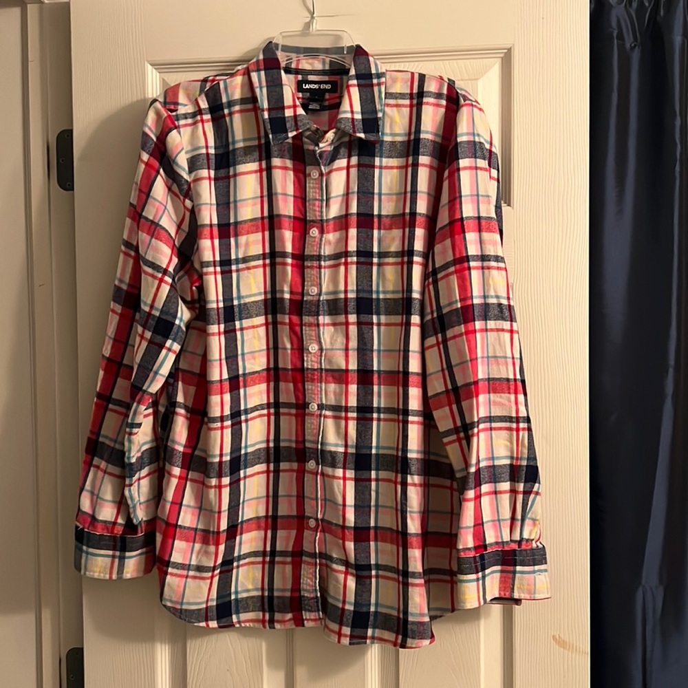 Lands End Button Down Plaid